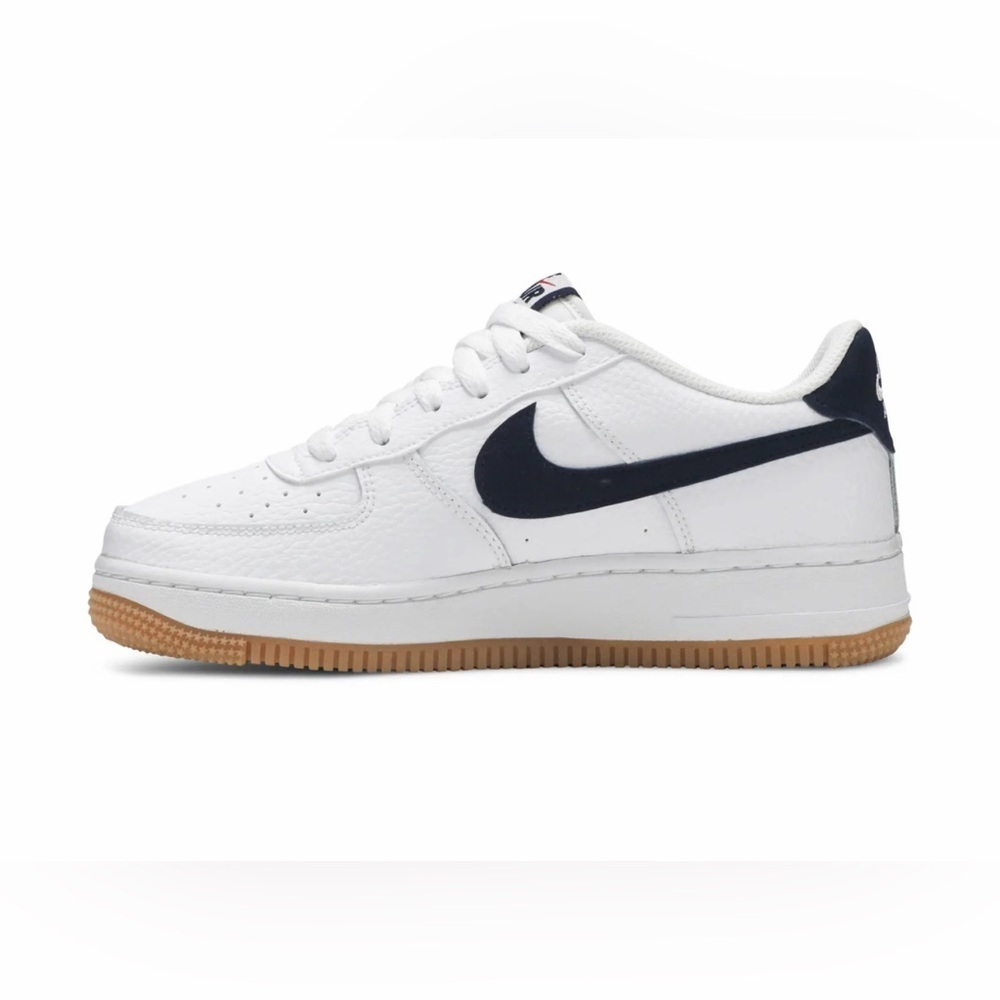 Nike Air Force 1 Low Gs “White Obsdian” Basketball Sneaker size 7Y - Picture 2 of 12
